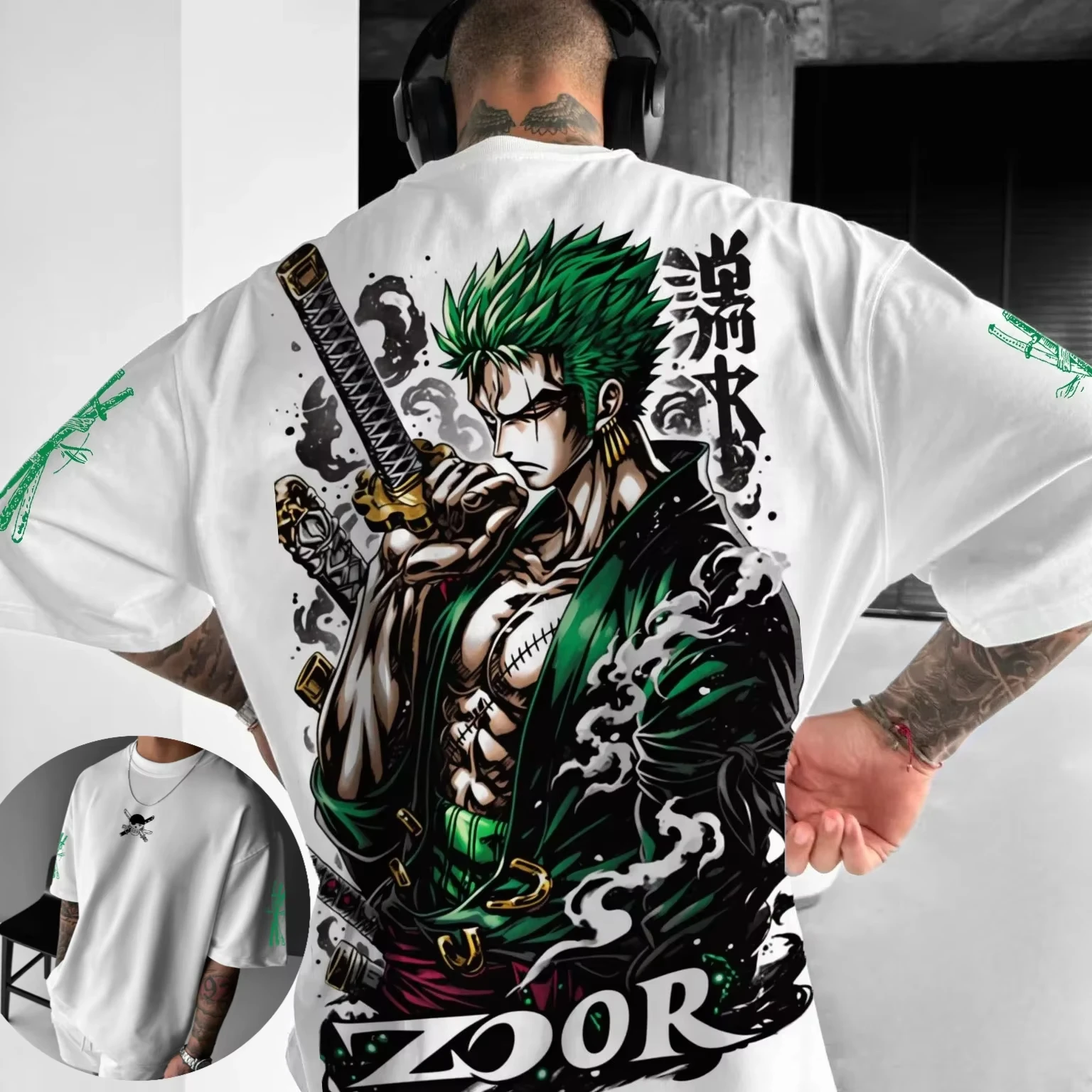Anime One Piece Luffy Zoro Cotton Graphic T-shirt Men Women Streetwear Short Sleeve Loose Casual Top Summer Trendy Daily Wear