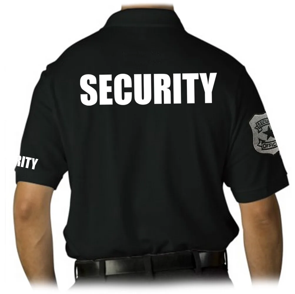MEN'S PRINTED SECURITY EMBROIDERY BADGE STAFF UNIFORM COLLAR POLO T-SHIRT Black Graphic Polo Shirt Size Printed Vintage Summer