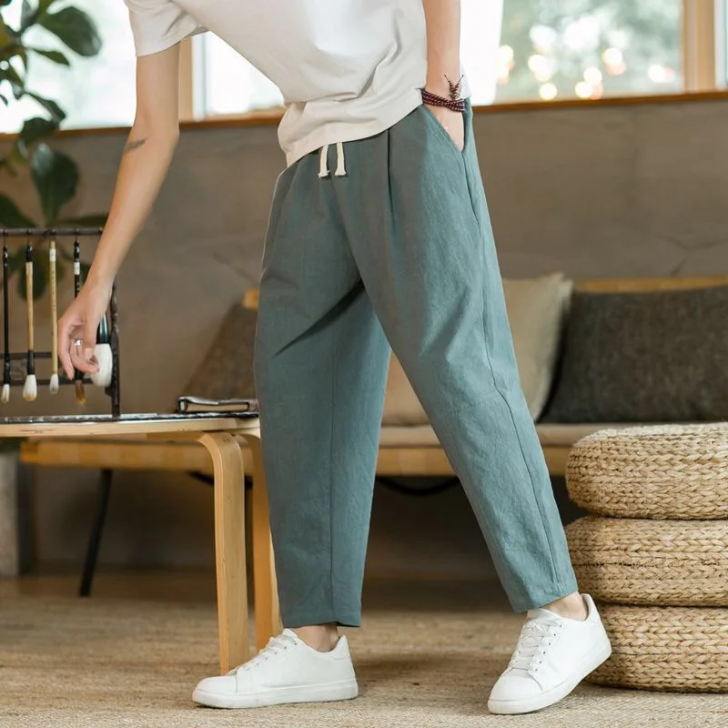 Men's Lightweight Ankel-Length Pants Solid Color Breathable Sweatpants Joggers Men Baggy Pants Streetwear Long Trousers Men