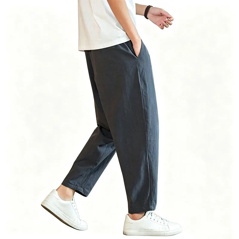 Men's Lightweight Ankel-Length Pants Solid Color Breathable Sweatpants Joggers Men Baggy Pants Streetwear Long Trousers Men