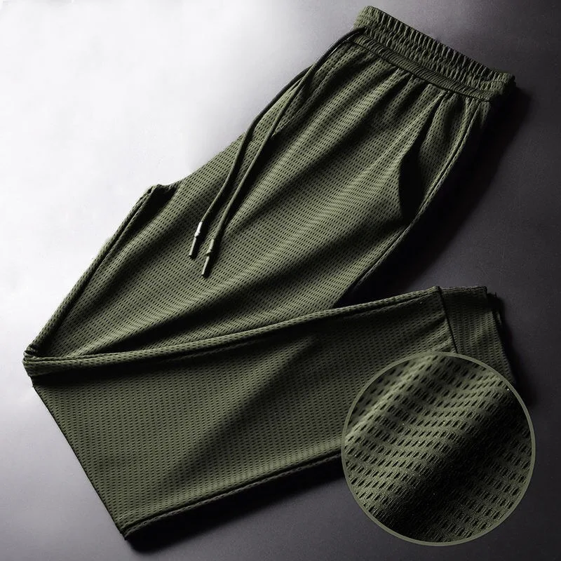 Men Fashion Quick Dry Pants Lightweight Hiking Jogging Running Trousers Breathable Workout Gym Ankle Tied Athletic Pants