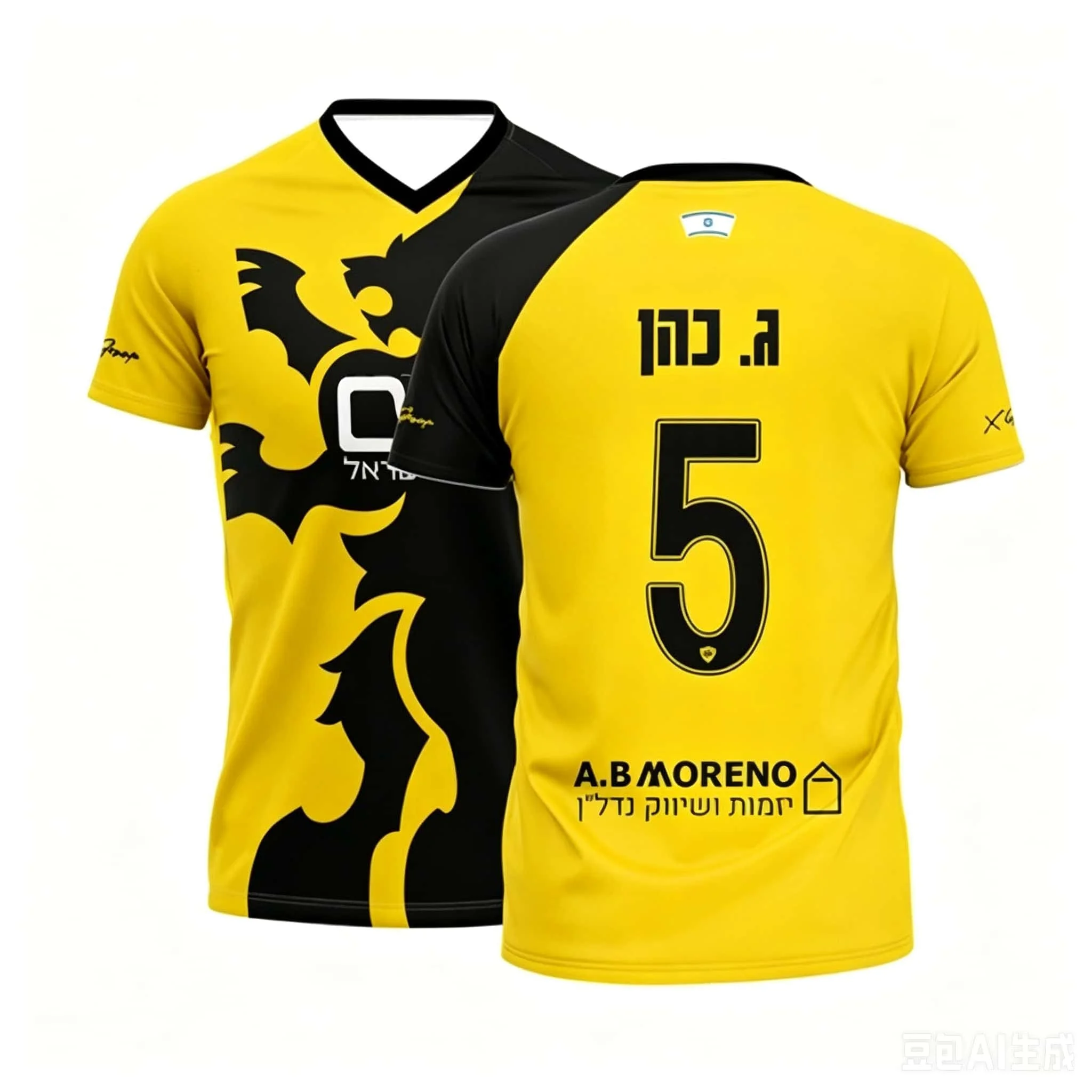2026 New Men's Israel-Style Soccer T-Shirt – Lion Totem & No. 77 – Breathable Mesh Short-Sleeve Jersey for Matches and Training