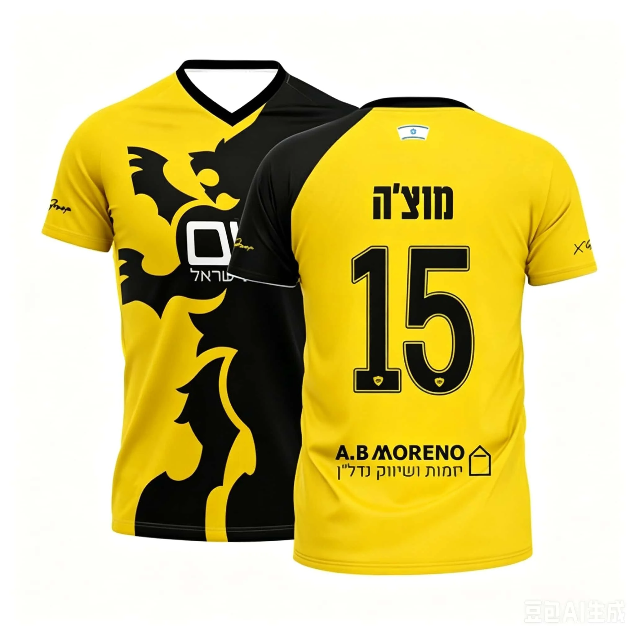 2026 New Men's Israel-Style Soccer T-Shirt – Lion Totem & No. 77 – Breathable Mesh Short-Sleeve Jersey for Matches and Training