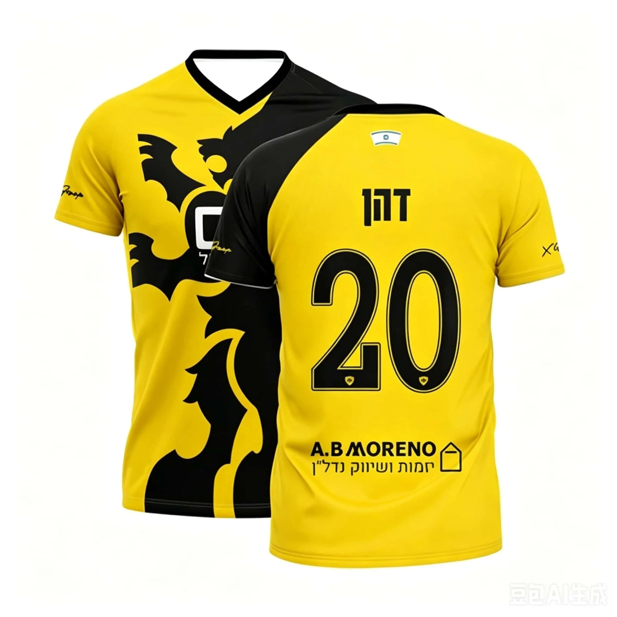 2026 New Men's Israel-Style Soccer T-Shirt – Lion Totem & No. 77 – Breathable Mesh Short-Sleeve Jersey for Matches and Training