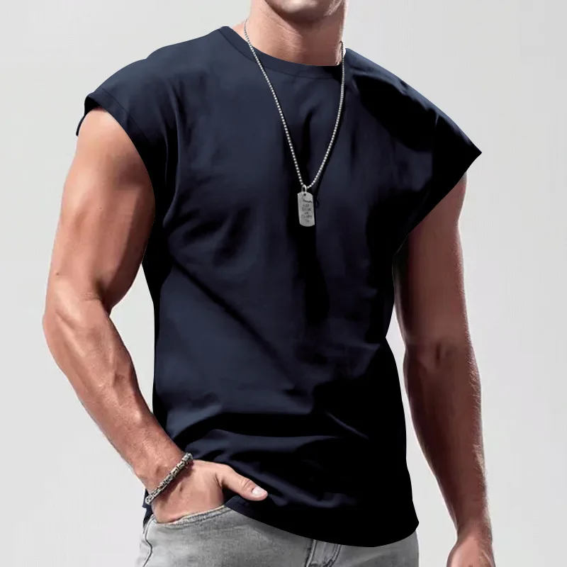 2026 Men's Loose Fit round Neck Short Sleeve T-Shirt Casual Breathable Summer Sports Basic Vest for Comfortable Wear