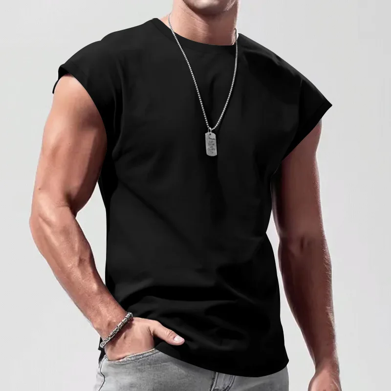 2026 Men's Loose Fit round Neck Short Sleeve T-Shirt Casual Breathable Summer Sports Basic Vest for Comfortable Wear