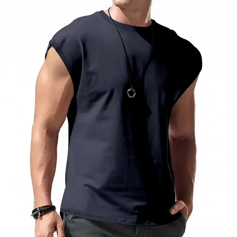 2026 Men's Loose Fit round Neck Short Sleeve T-Shirt Casual Breathable Summer Sports Basic Vest for Comfortable Wear