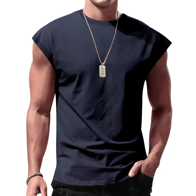 2026 Men's Loose Fit round Neck Short Sleeve T-Shirt Casual Breathable Summer Sports Basic Vest for Comfortable Wear