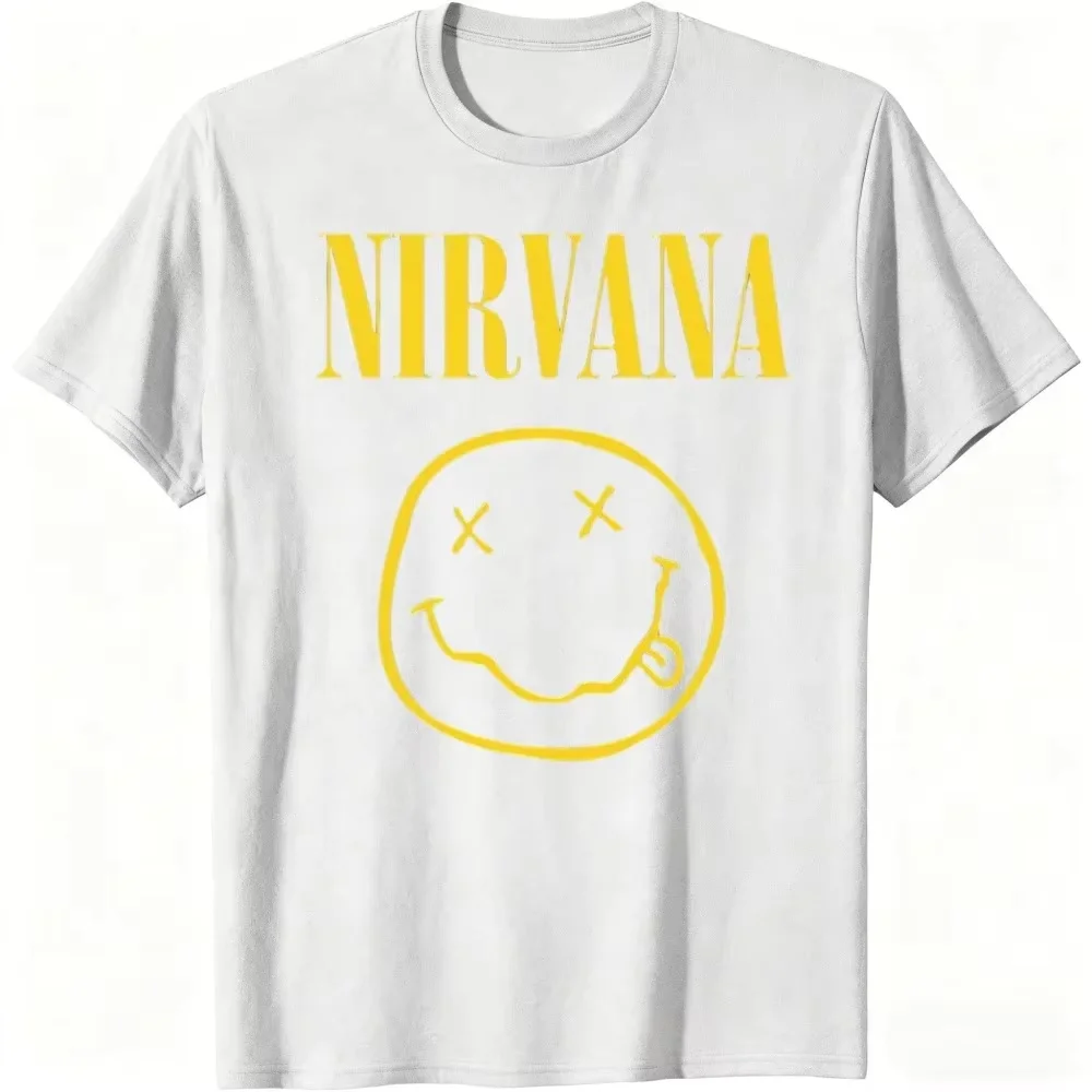 New Nirvana Rock Band Men's T-shirt Hip-Hop Style Men's and Women's Oversized Y2K Tee Casual Loose Outdoor Street Unisex Clothes