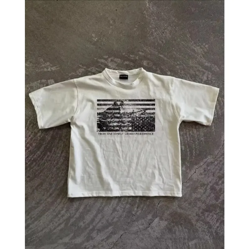 Men Clothing Street Oversized T Shirt Casual Y2k Top Mens Clothes Harajuku Hip Hop Vintage Sweatshirts Print Graphic T Shirts