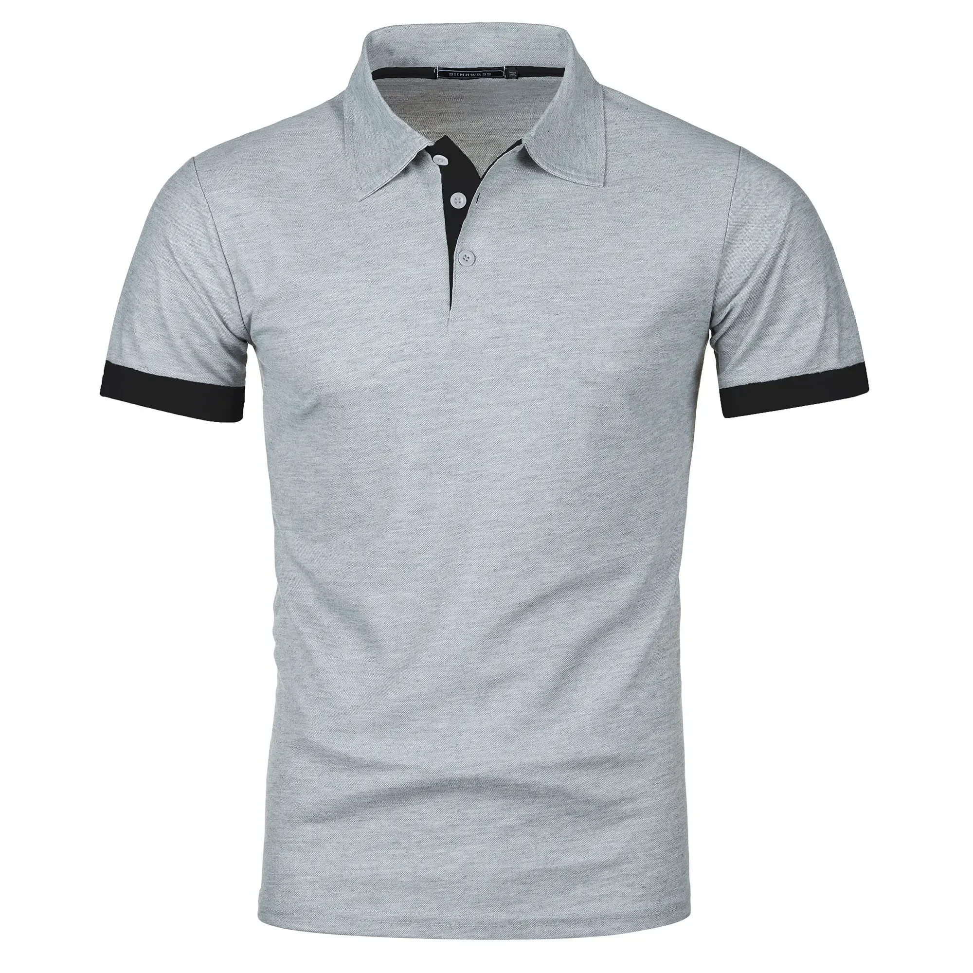 Men's short sleeve color matching fashion with men's lapel short sleeve