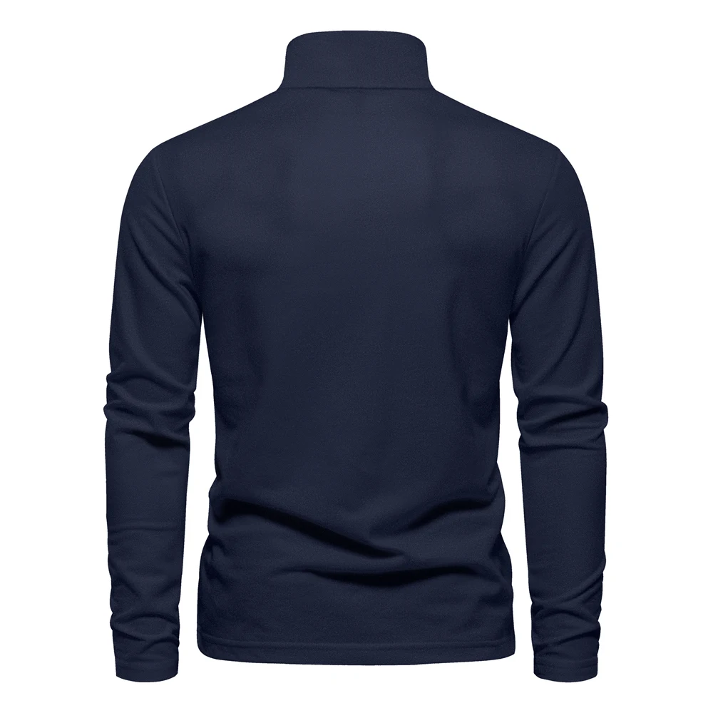 AIOPESON Deer Embroidery Men's Polo Shirts Solid Color Long Sleeve Polo Shirts for Men New Spring Social Business Polos Male
