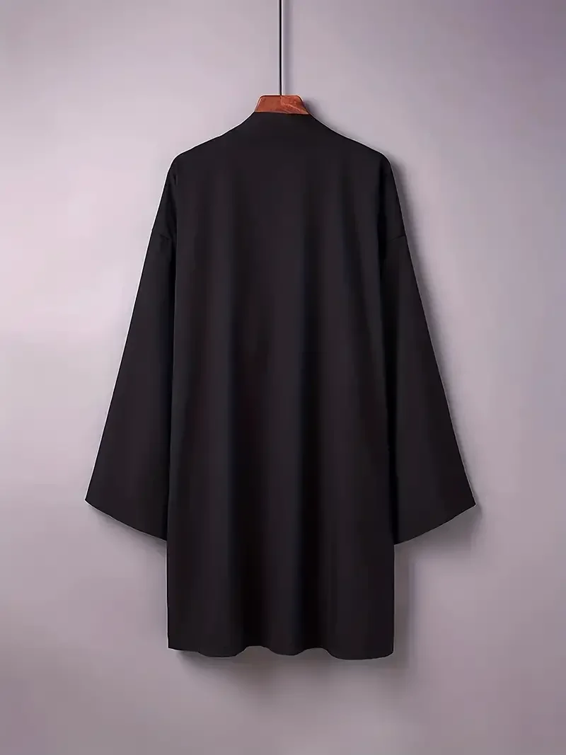 Men's Solid Color Long Sleeve Cardigan Long Kimono Shirt Asian Traditional Wear Yukata Haori Jacket Coat 6 Color Japanese Kimono