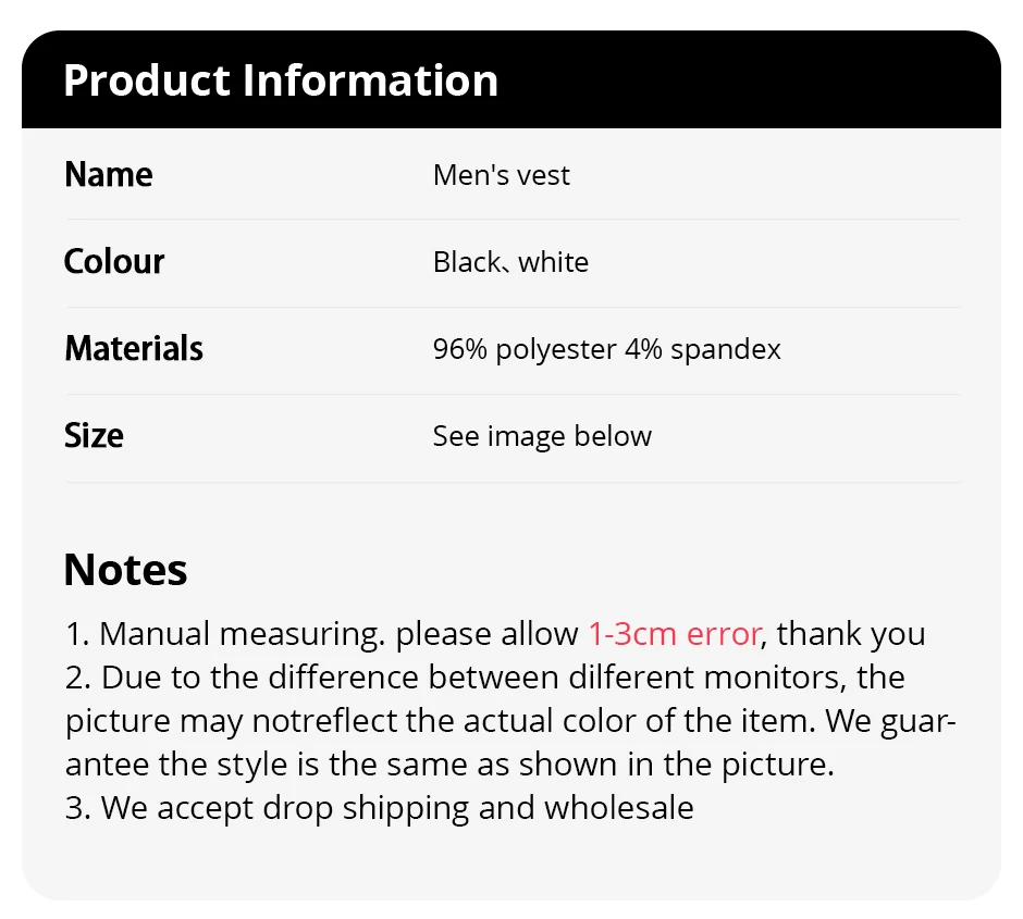 1/3 Piece Men's Four Seasons Black And White Classic Color Basic Vest Plus Size Youth Sports And Leisure Running Joker Bottoming