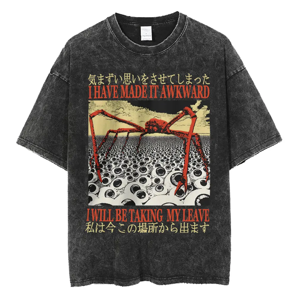 New Arrival I Have Made It Awkward I Will Be Taking My Leave Meme Japan Spider Crab Funny Short Sleeved Round Neck Y2k Tshirt