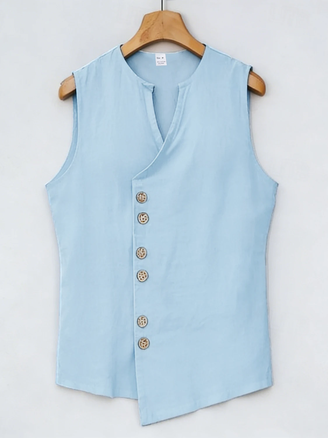Men's Sleeveless Diagonal-Front Linen Vest Loose Retro Buttoned Waistcoat Muscle Fitness Sleeveless Jacket