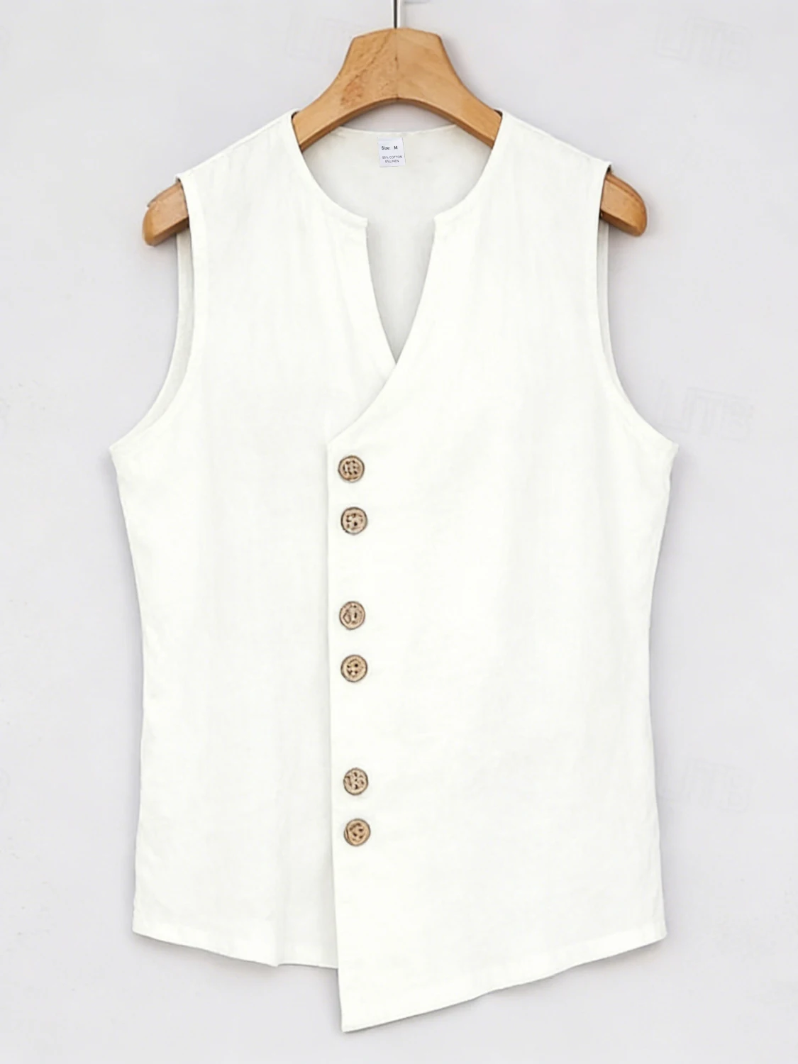 Men's Sleeveless Diagonal-Front Linen Vest Loose Retro Buttoned Waistcoat Muscle Fitness Sleeveless Jacket