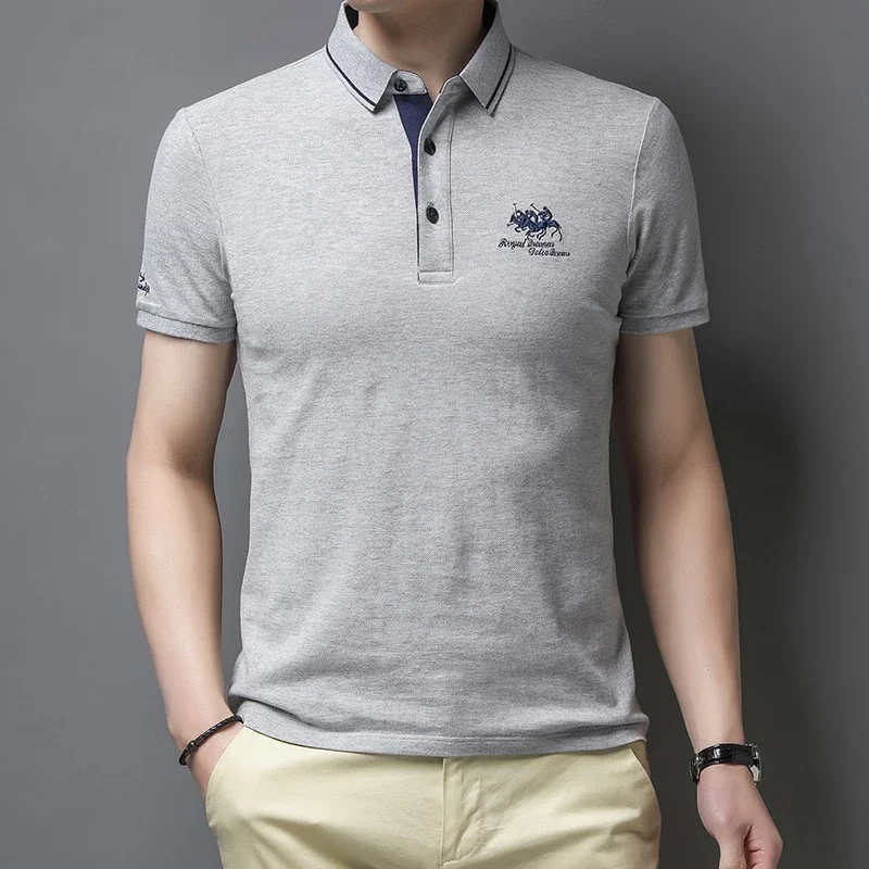 Men's Embroidered Casual Fashion Short Sleeved POLO Shirt Summer Comfortable Top