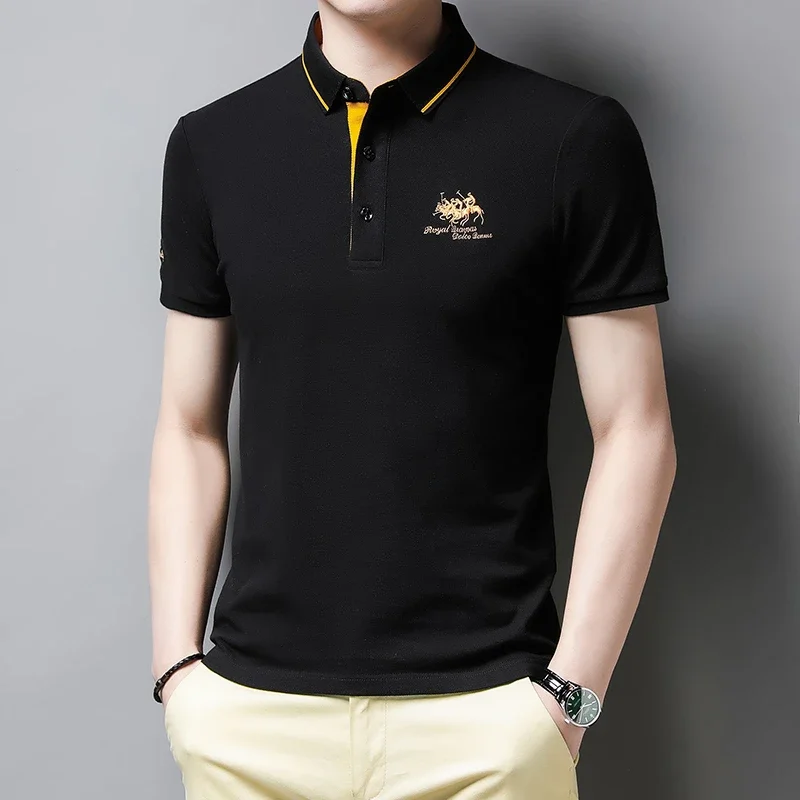 Men's Embroidered Casual Fashion Short Sleeved POLO Shirt Summer Comfortable Top