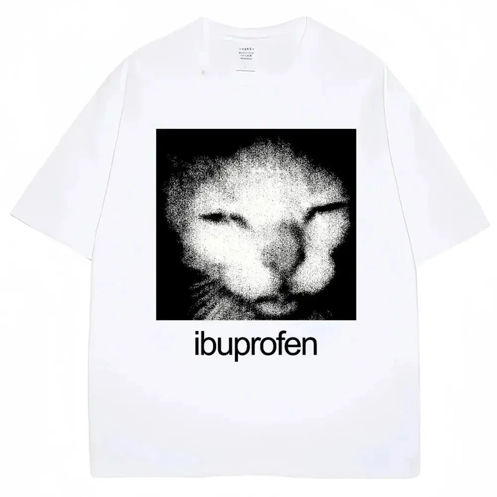 2026 New Design - Fun Ibuprofen Cat Emoticon T-Shirt - Humorous and Fashionable - Cotton Printed Casual T-Shirt