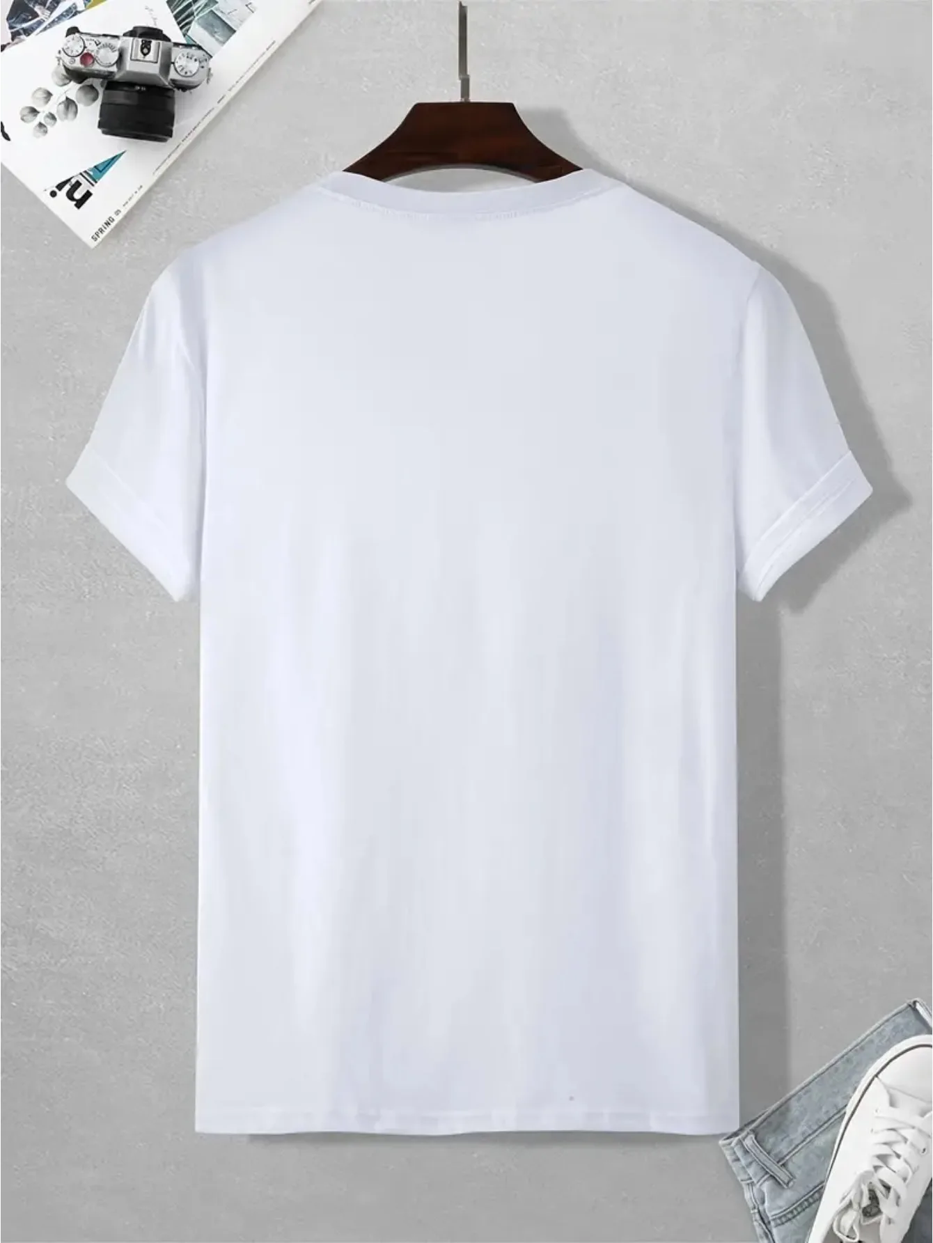 Men's Summer 100 Cotton Fashionable Casual Loose Plus Size ITALIA Pattern Printed Sports Round Neck Short Sleeved T-Shirt Top