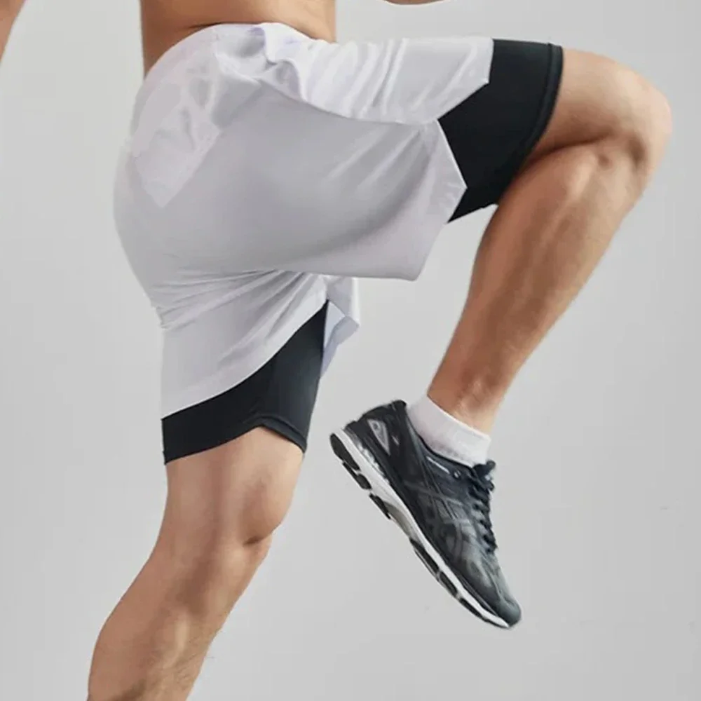 Men Compression Athletic Fitness Wear - Quick-Dry Tight Short-Sleeve Anime Double-Layer Shorts Summer Set Fitness Running Set