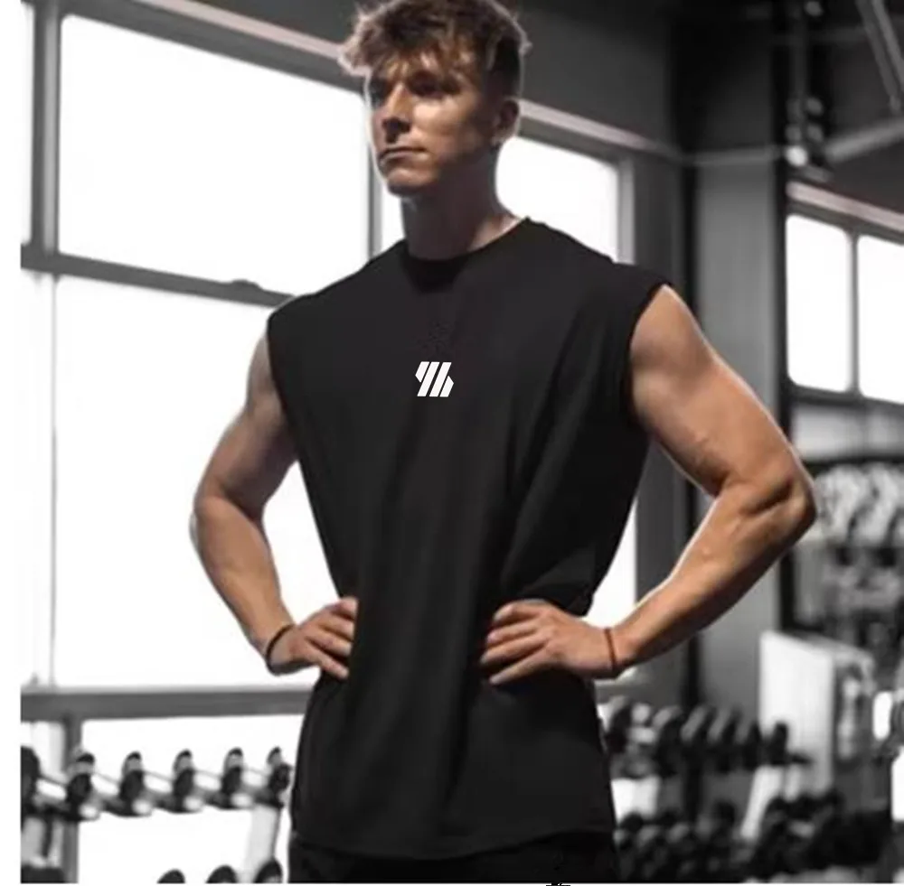 Summer men's casual wide-shoulder sleeveless vest, large-sized round-neck bird-eye fabric vest, outdoor breathable casual vest