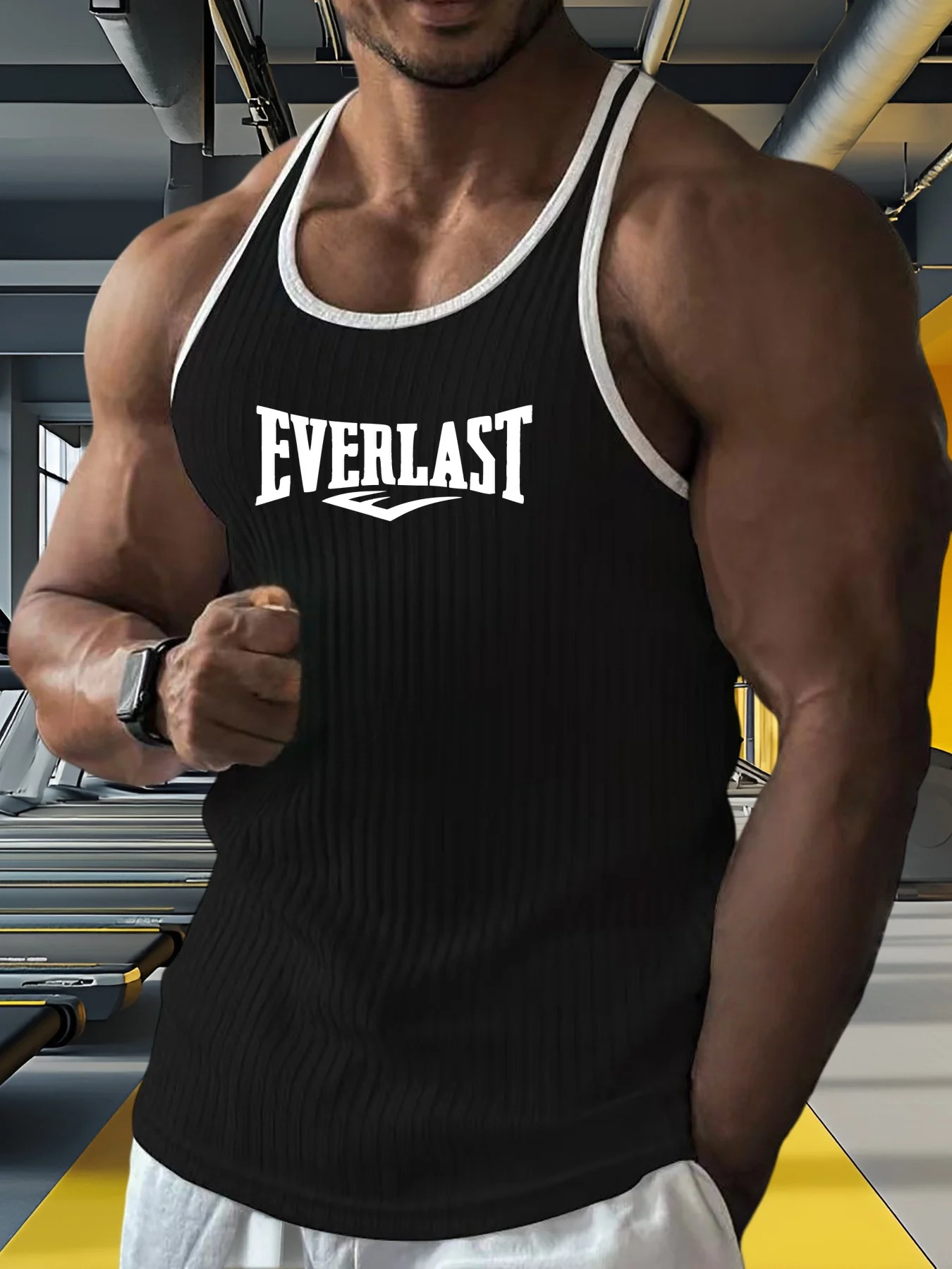 New Summer Men's Vest Striped Men's Sports Vest Underwear Bodybuilding Clothes Gym Vest Men's Fitness Sleeveless Shirt