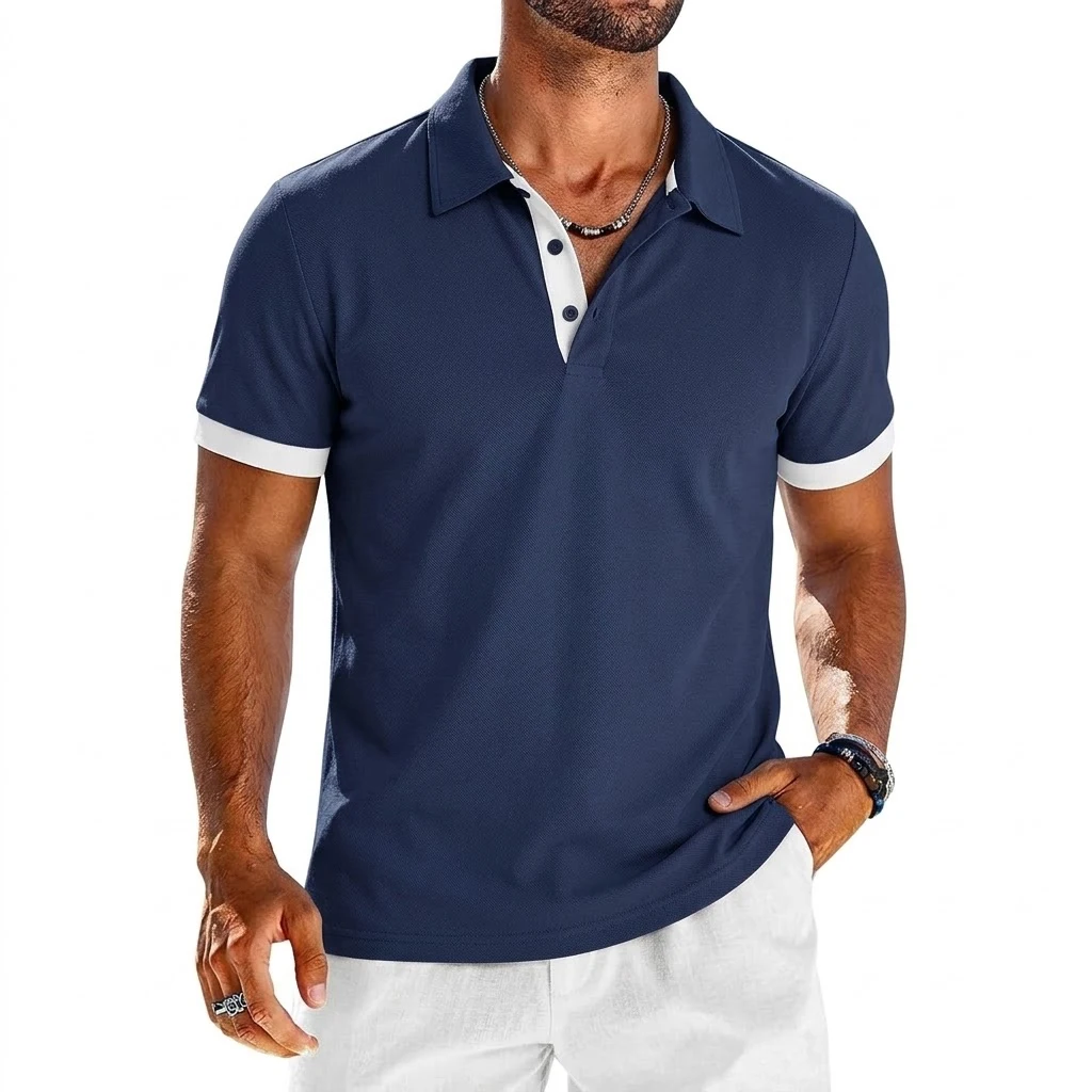 Summer Mens Short Sleeve Polo Shirt Lightweight Lapel Tshirts Breathable Sport T-shirts for Men Sports Solid Streetwear Cool Top