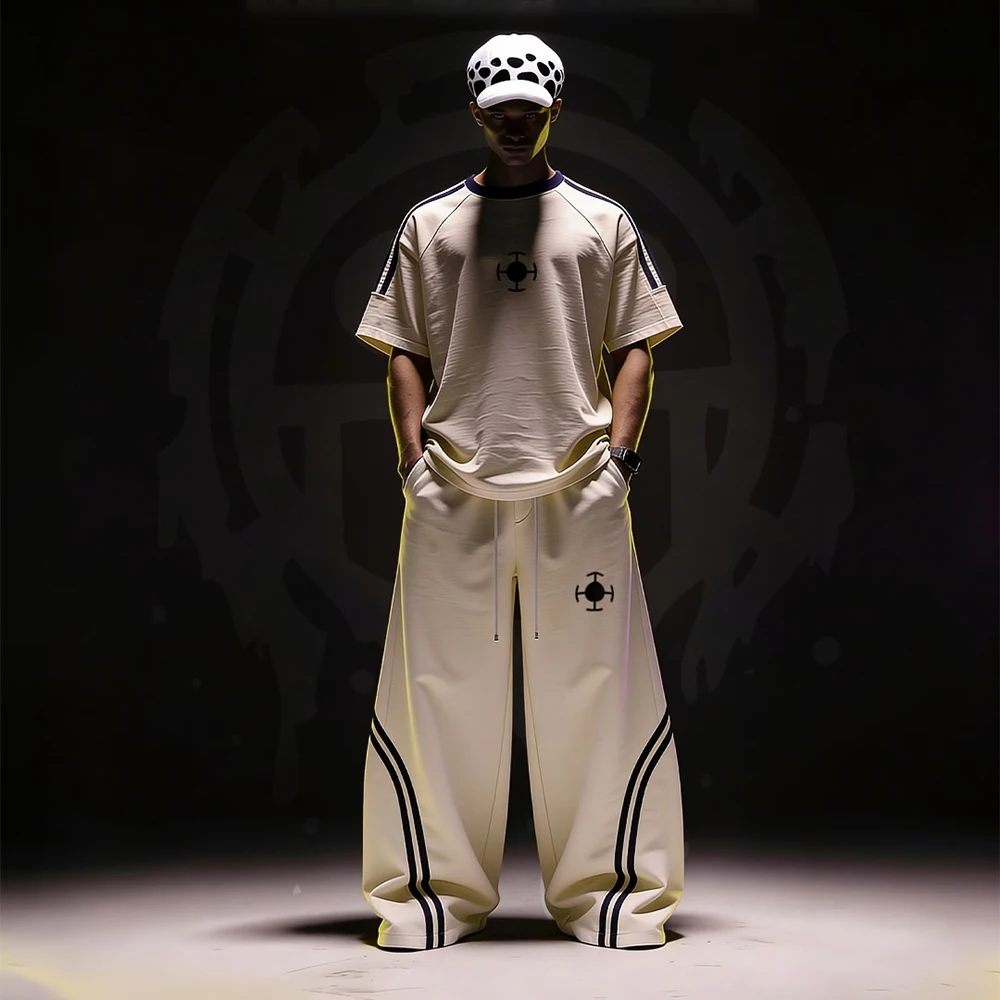 One Piece Surgeon of Death Streetwear New Hot Selling Men Women Short Sleeved Pants Set Street Y2K Casual Tee Set Sports Set