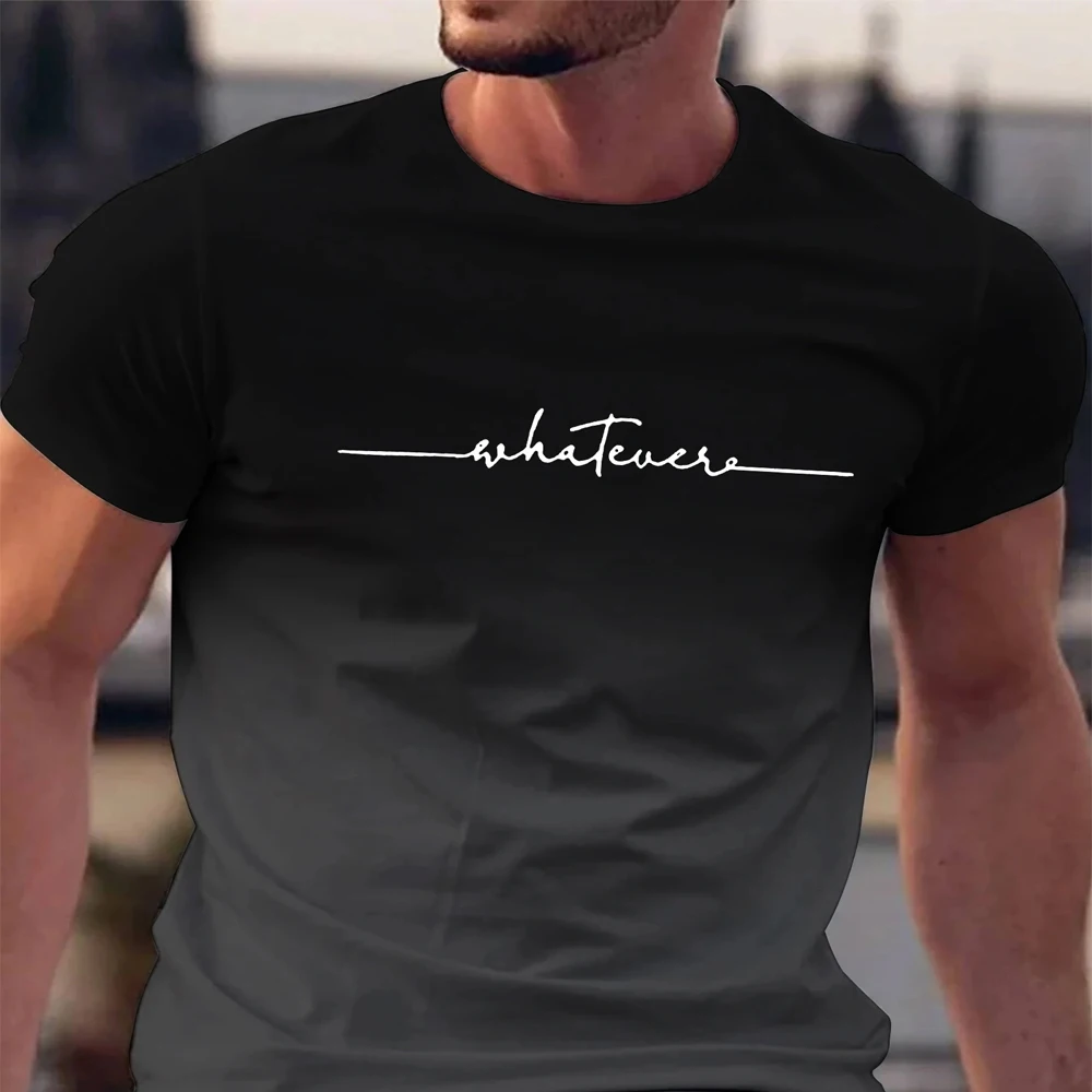 Summer Men's Clothing Whatever Print Short Sleeve Men Trend Products Sports Top Gym Tee Quick Dry T Shirt Male Gradient T Shirts