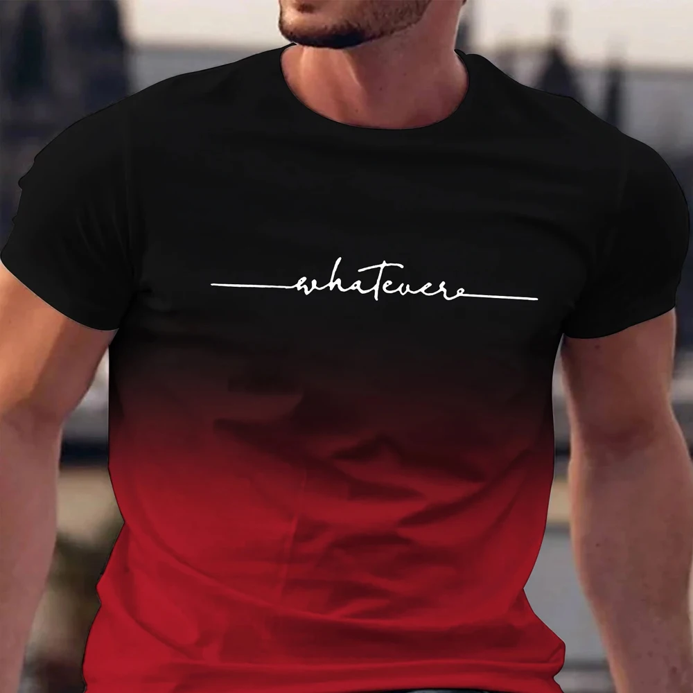 Summer Men's Clothing Whatever Print Short Sleeve Men Trend Products Sports Top Gym Tee Quick Dry T Shirt Male Gradient T Shirts