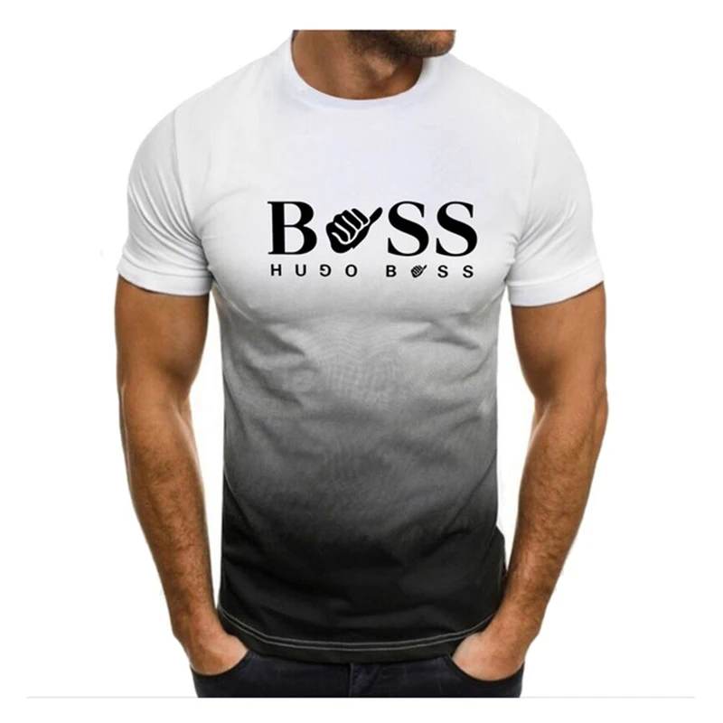 Summer Men's Clothing Whatever Print Short Sleeve Men Trend Products Sports Top Gym Tee Quick Dry T Shirt Male Gradient T Shirts