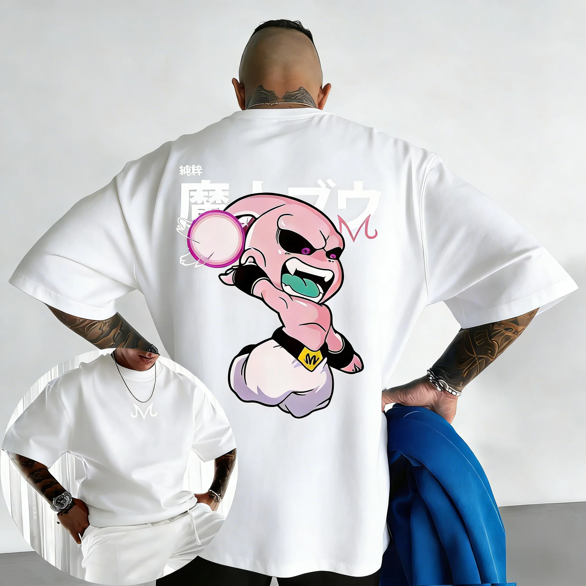 2026 New Dragon Ball Anime Cotton T-shirt Summer New Majin Buu Printed Men's and Women's Street Hip Hop Casual Short Sleeve Top