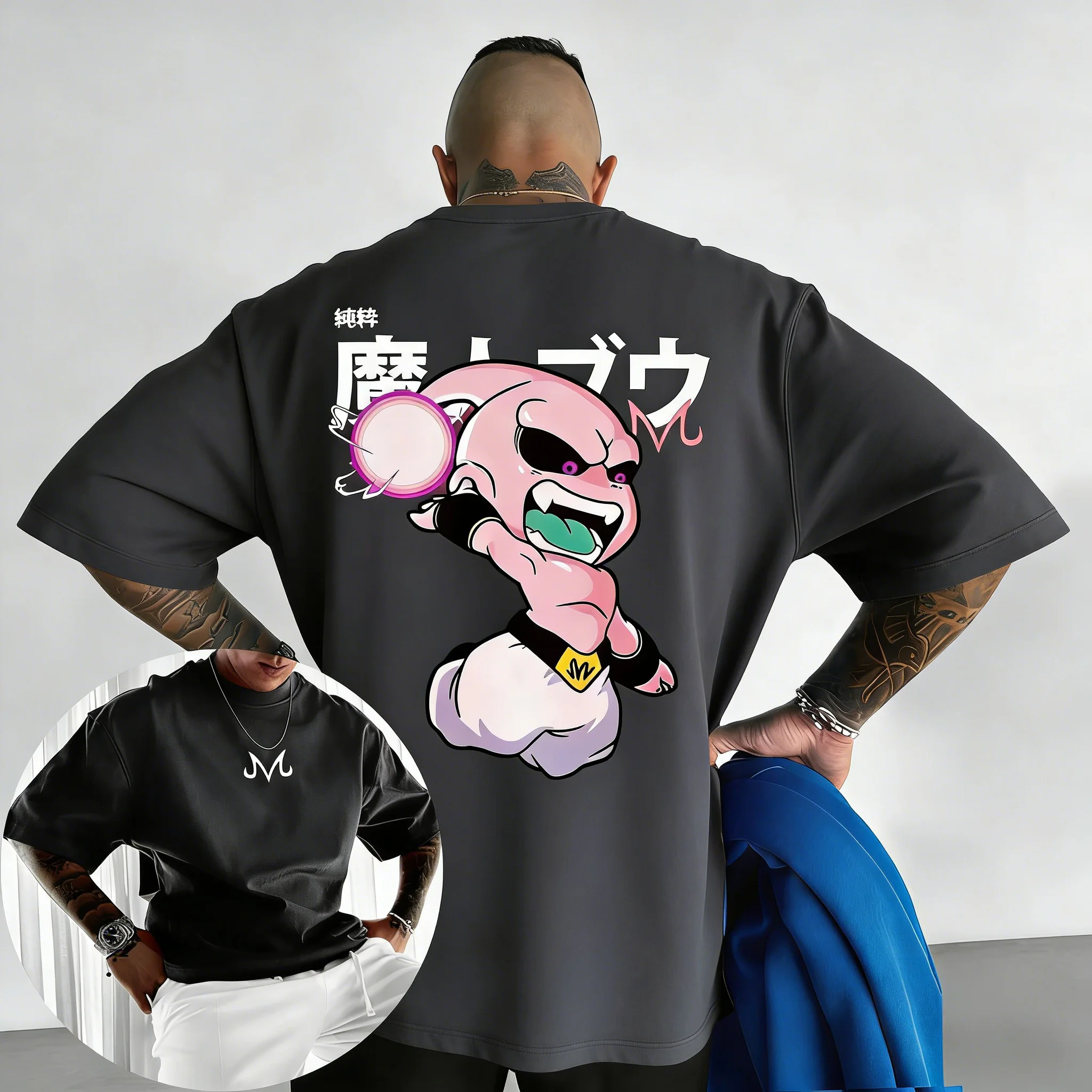 2026 New Dragon Ball Anime Cotton T-shirt Summer New Majin Buu Printed Men's and Women's Street Hip Hop Casual Short Sleeve Top