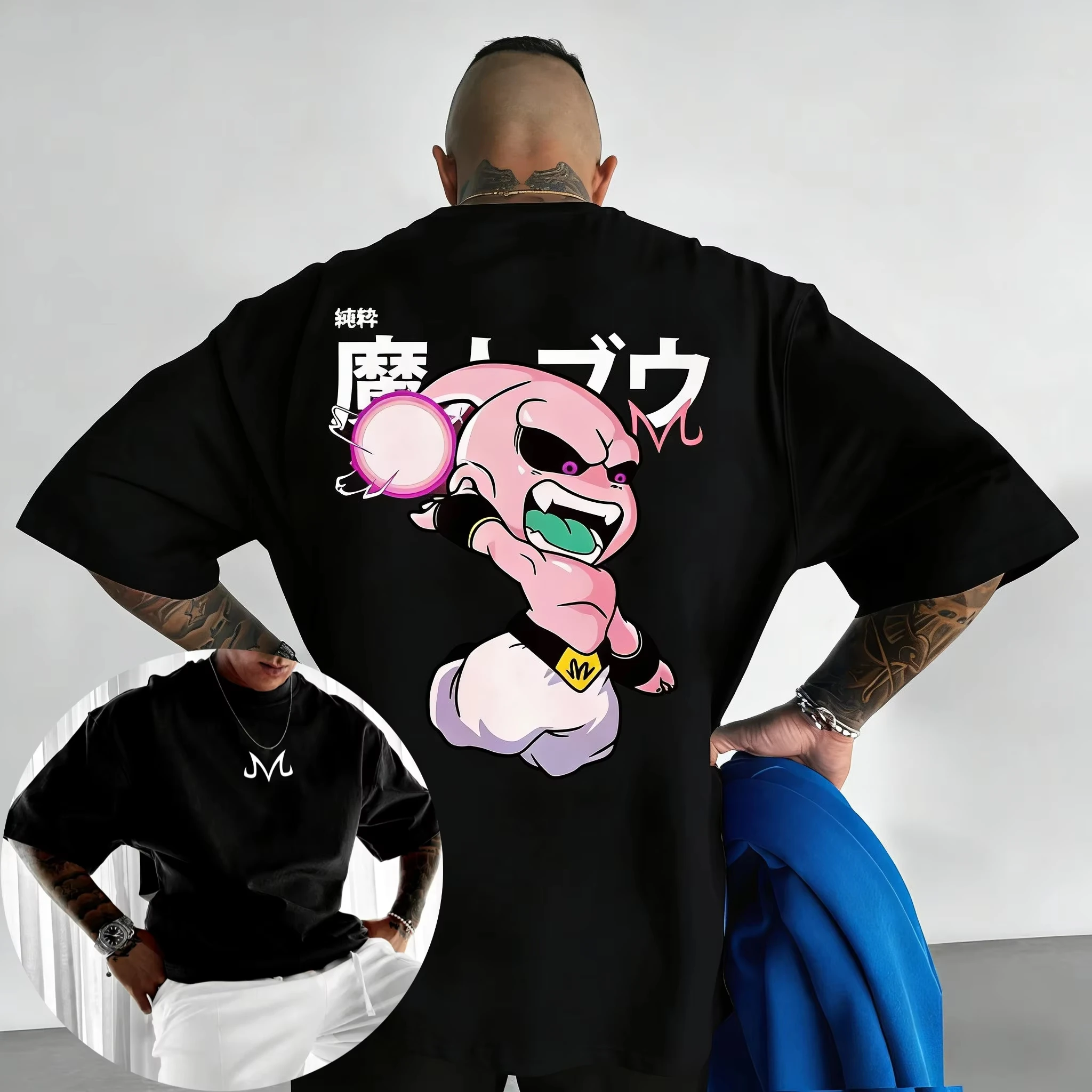 2026 New Dragon Ball Anime Cotton T-shirt Summer New Majin Buu Printed Men's and Women's Street Hip Hop Casual Short Sleeve Top