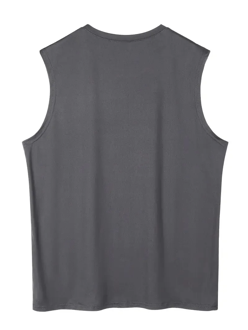 100% Pure Cotton Men's Summer Fashion Casual Sports Loose California Letter Print Fitness Breathable Round Neck Sleeveless Vest
