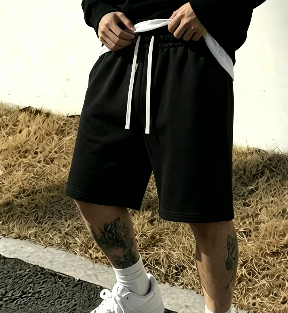 Simple Basic Gray Men's Shorts Casual Solid Color Loose Drawstring Elastic Waist Summer Jogging Shorts men clothing