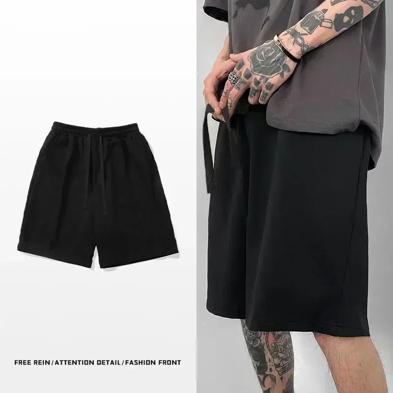 Simple Basic Gray Men's Shorts Casual Solid Color Loose Drawstring Elastic Waist Summer Jogging Shorts men clothing
