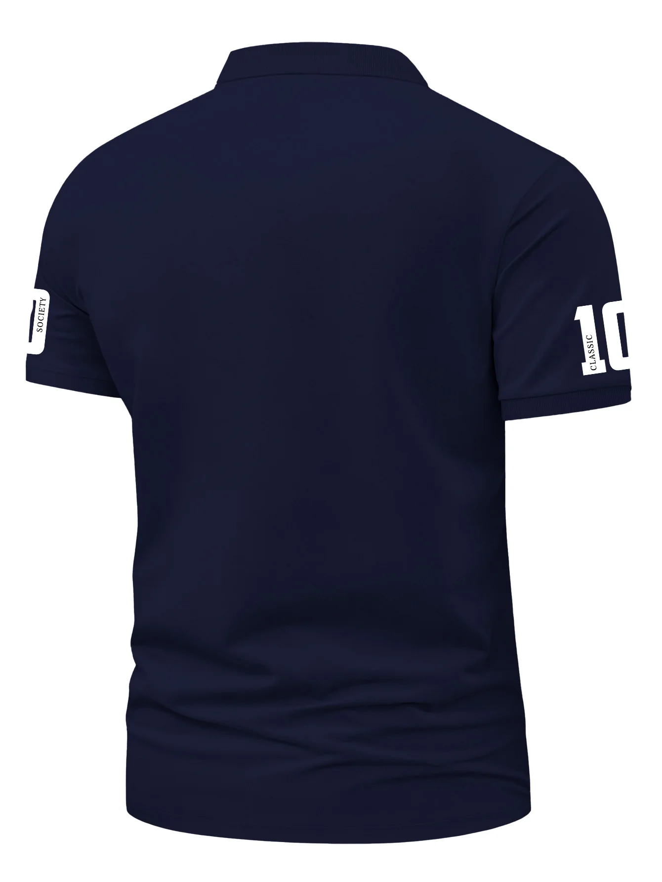 Men's Elegant Style Polo Shirt Royal Crown Print Turn Down Collar Short Sleeve Tops with Number 10 Sleeve Detail S-XXL