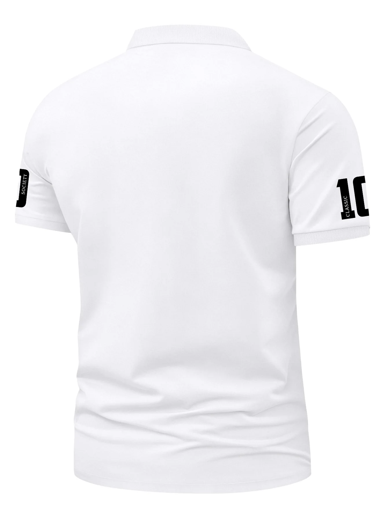 Men's Elegant Style Polo Shirt Royal Crown Print Turn Down Collar Short Sleeve Tops with Number 10 Sleeve Detail S-XXL