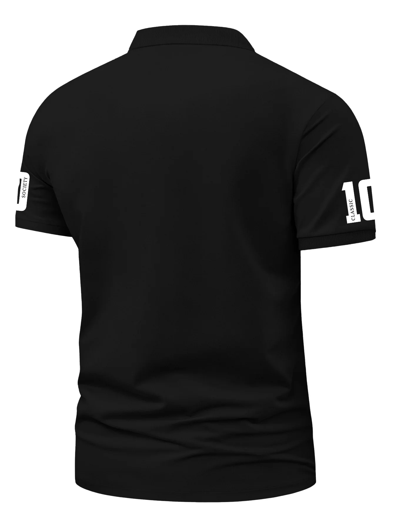 Men's Elegant Style Polo Shirt Royal Crown Print Turn Down Collar Short Sleeve Tops with Number 10 Sleeve Detail S-XXL