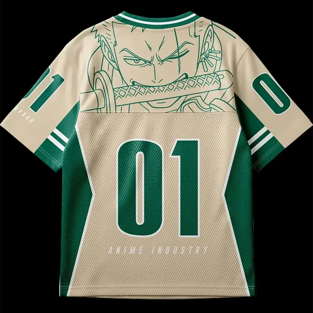 2026 Summer One Piece Anime Jersey Camiseta Zoro Oversized Y2k Fashion Casual Sports T-Shirt For Men And Women Tops