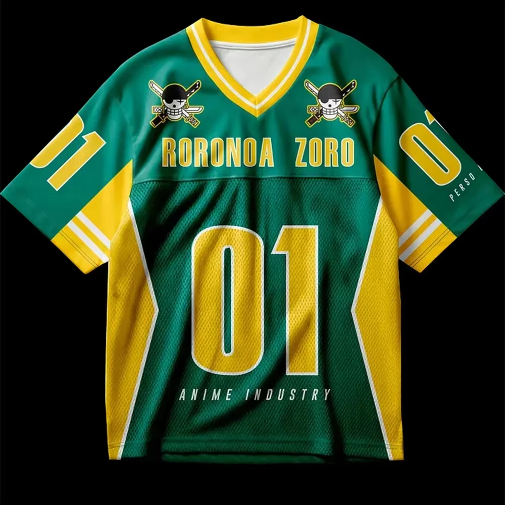 2026 Summer One Piece Anime Jersey Camiseta Zoro Oversized Y2k Fashion Casual Sports T-Shirt For Men And Women Tops