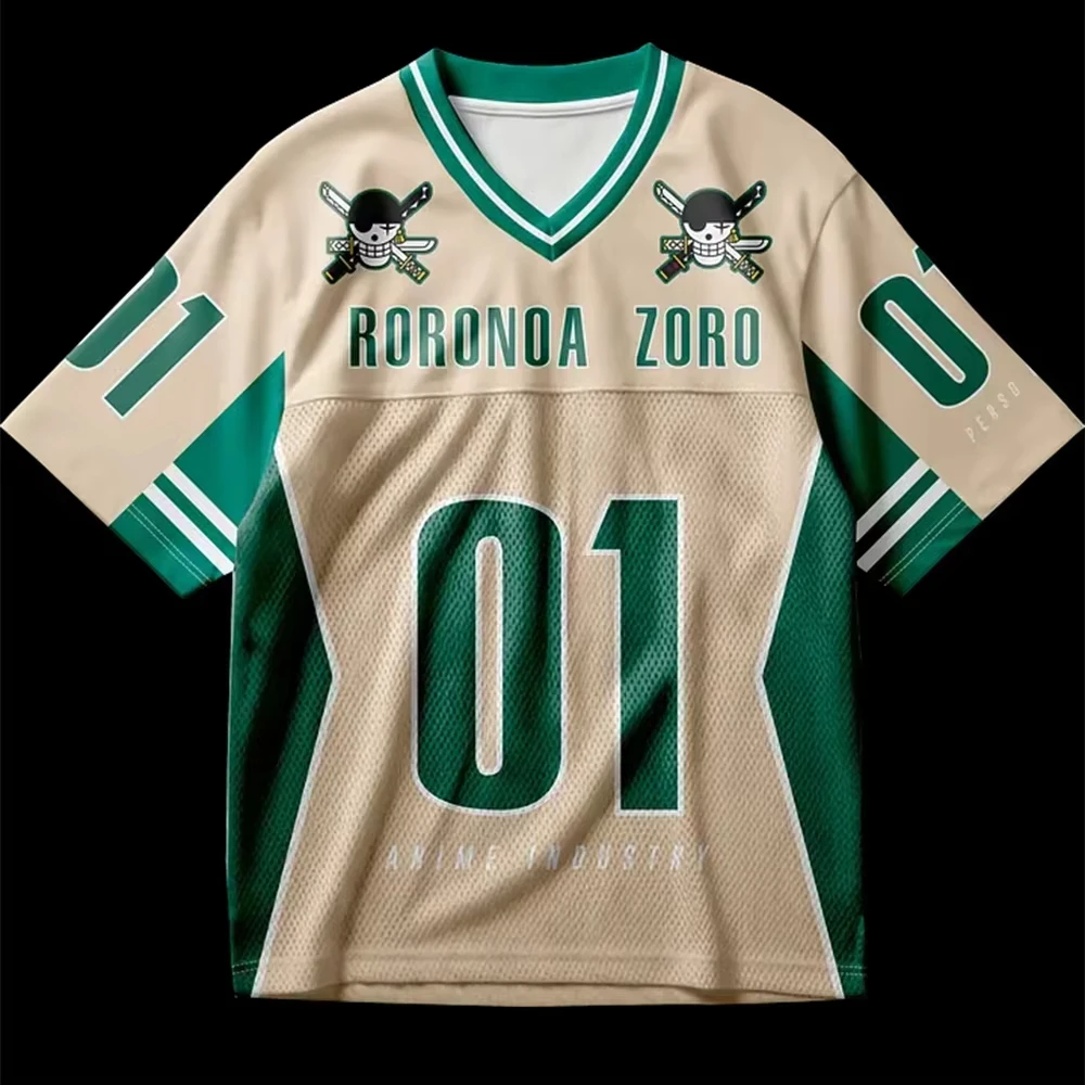 2026 Summer One Piece Anime Jersey Camiseta Zoro Oversized Y2k Fashion Casual Sports T-Shirt For Men And Women Tops