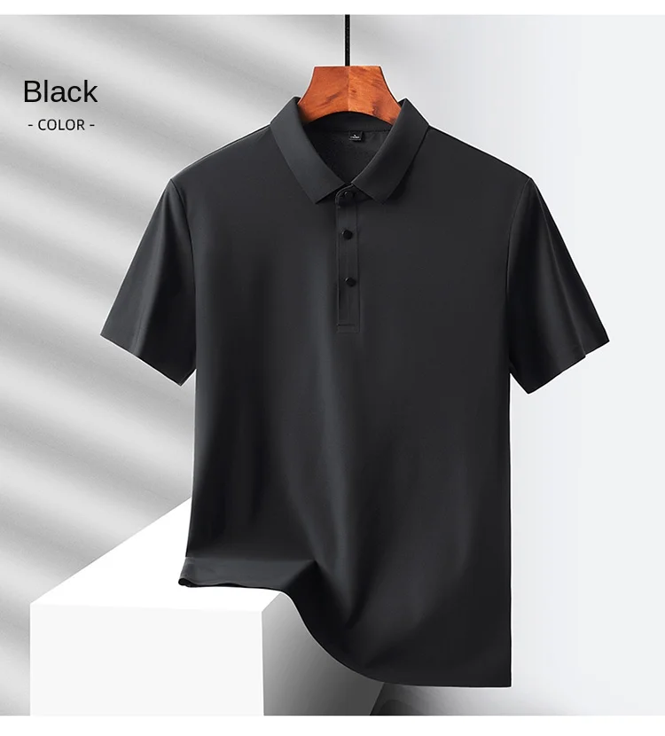 Selected popular nylon fabric, dad's summer clothing, middle-aged men's short sleeved T-shirt, summer ice silk quick drying, mid