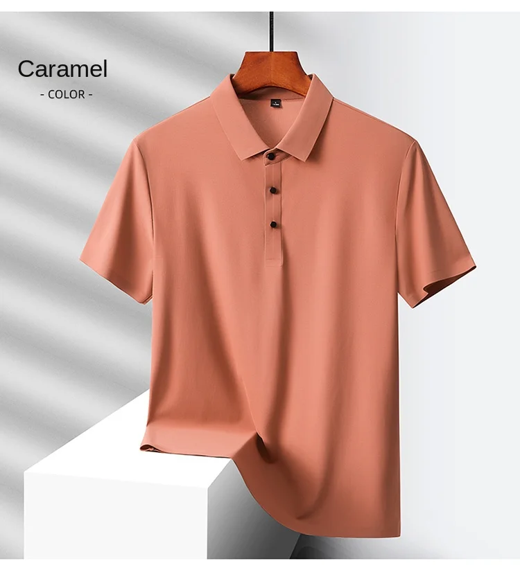 Selected popular nylon fabric, dad's summer clothing, middle-aged men's short sleeved T-shirt, summer ice silk quick drying, mid