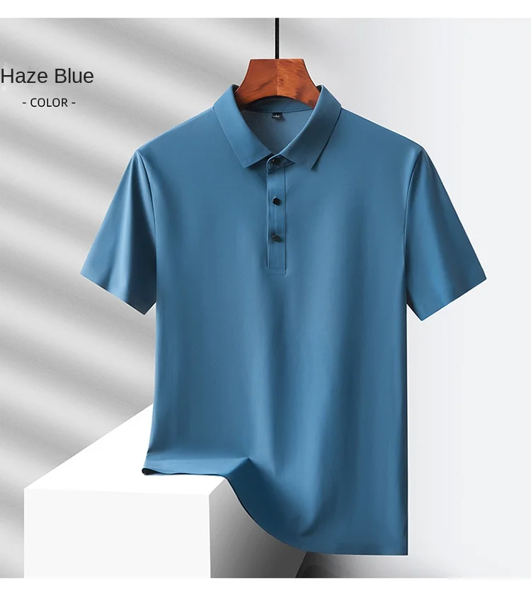 Selected popular nylon fabric, dad's summer clothing, middle-aged men's short sleeved T-shirt, summer ice silk quick drying, mid