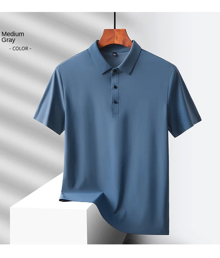 Selected popular nylon fabric, dad's summer clothing, middle-aged men's short sleeved T-shirt, summer ice silk quick drying, mid