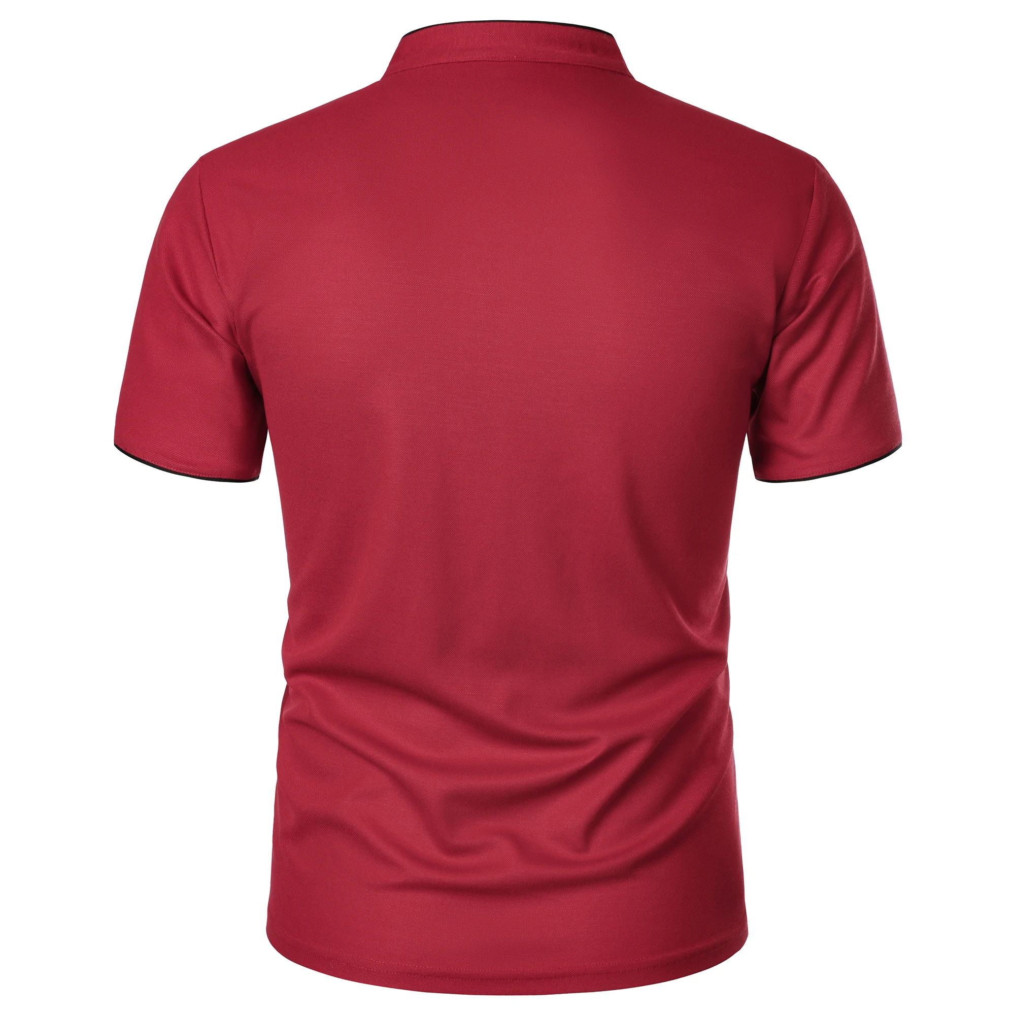 Men's short-sleeved stand-up collar top casual fashion daily solid color short-sleeved stand-up collar T-shirt casual top